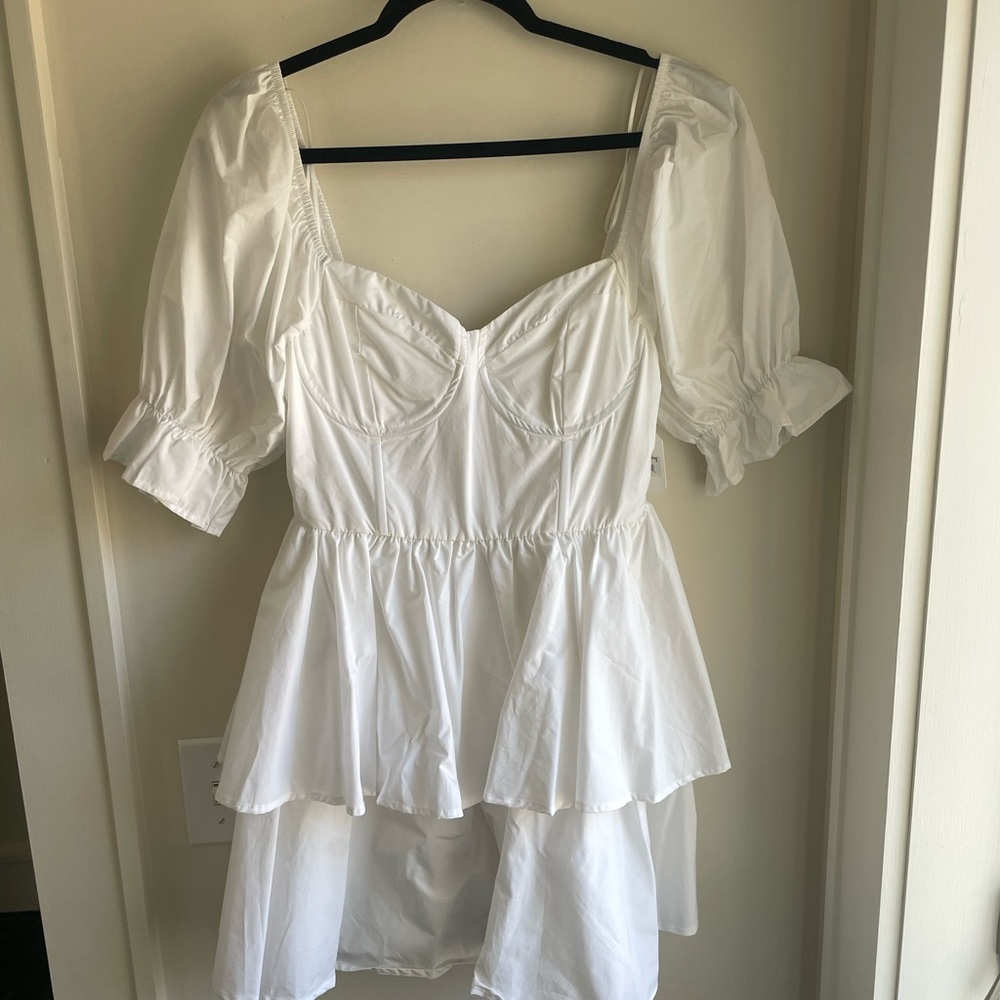 Altar'd State White Puff Sleeve Mini Dress